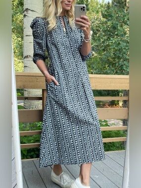BURU X JUJU Everyday Caftan size XS Dress Lightweight Patterned Boho Chic Maxi